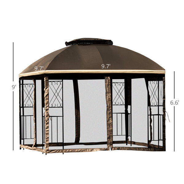 Outsunny 10'' X 10'' Outdoor Patio Gazebo Canopy With Double Tier Roof
